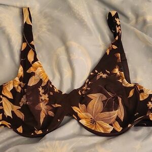 Floral Brown Bra